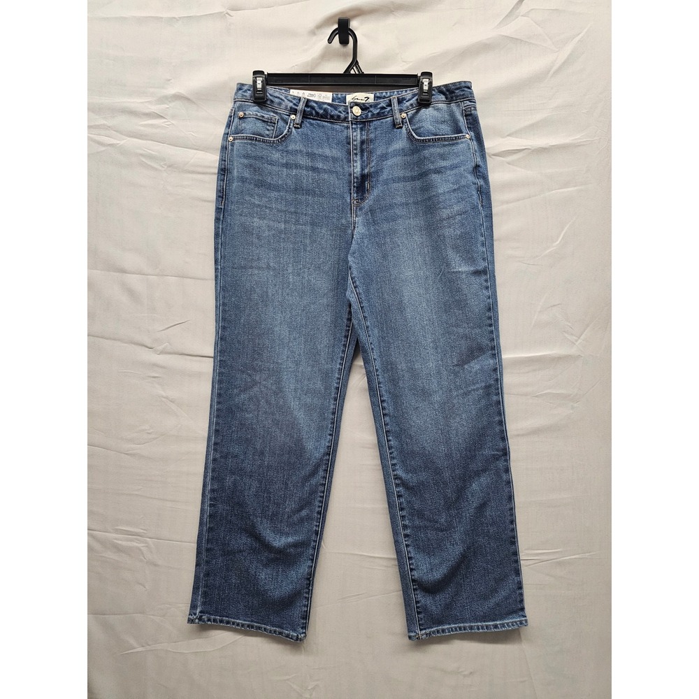 Seven7 Loose Straight‎ Jeans Womens 12 Authentic Blue High Rise MY10341DE NWT